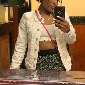 HEART & HIPS White Ruffled Bandeau Top